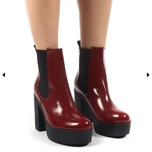 Burgundy platform chelsea boots